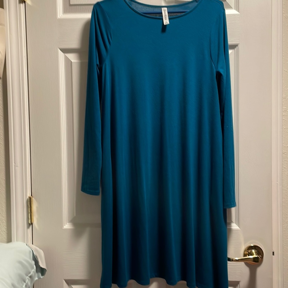 Super Comfy Turquoise Long Sleeve T-Shirt Dress